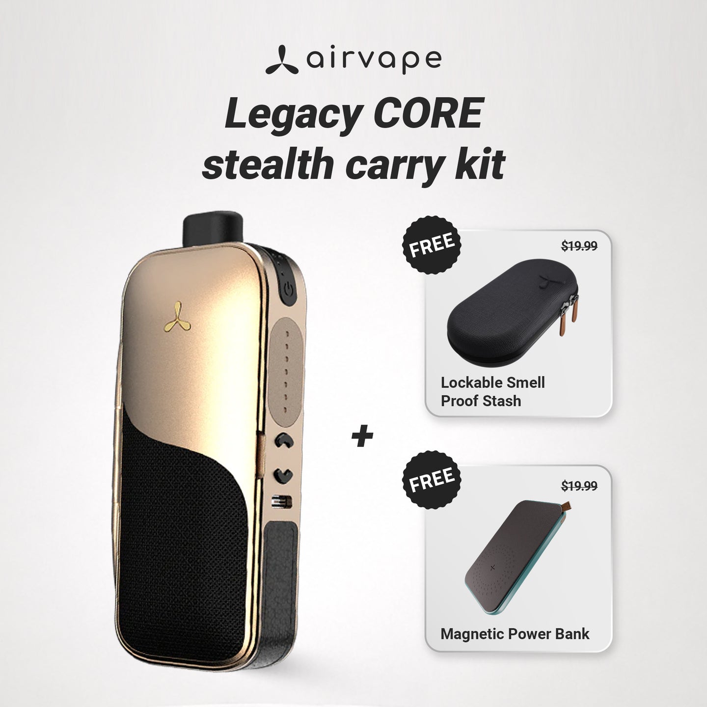 Legacy CORE Stealth Carry Kit | Dry Herb & Wax Vaporizer with Wireless Charger & Smell-Proof Storage