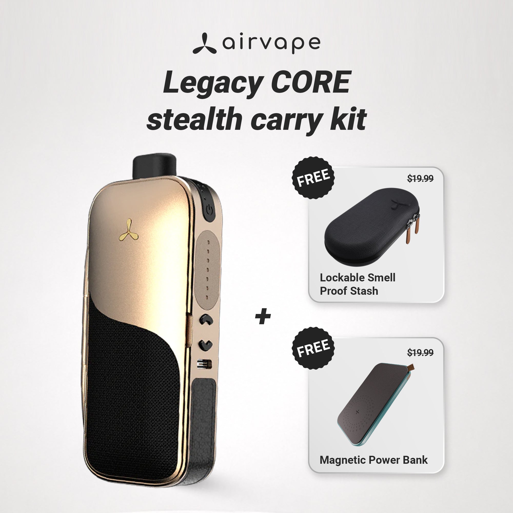 Legacy CORE Stealth Carry Kit | Dry Herb & Wax Vaporizer with Wireless Charger & Smell-Proof Storage
