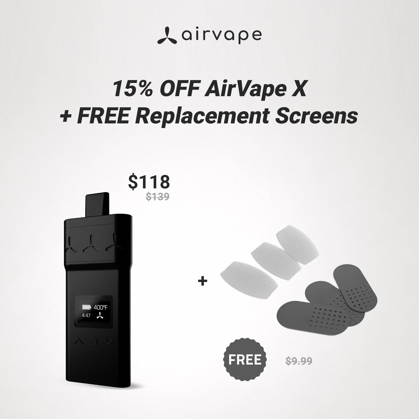 AirVape X Essential Care Bundle with FREE Replacement Screens | Keep Your AirVape Session Ready
