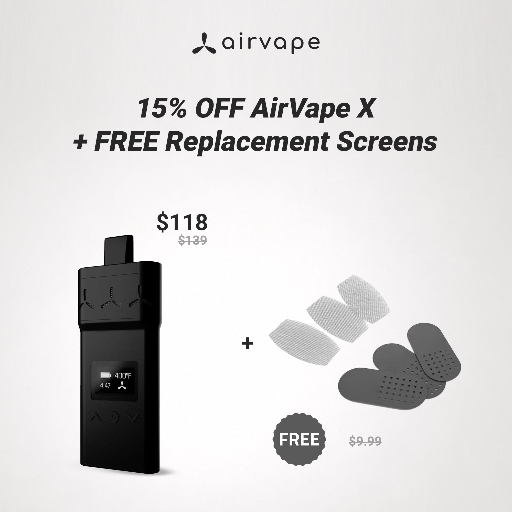 AirVape X Essential Care Bundle with FREE Replacement Screens | Keep Your AirVape Session Ready