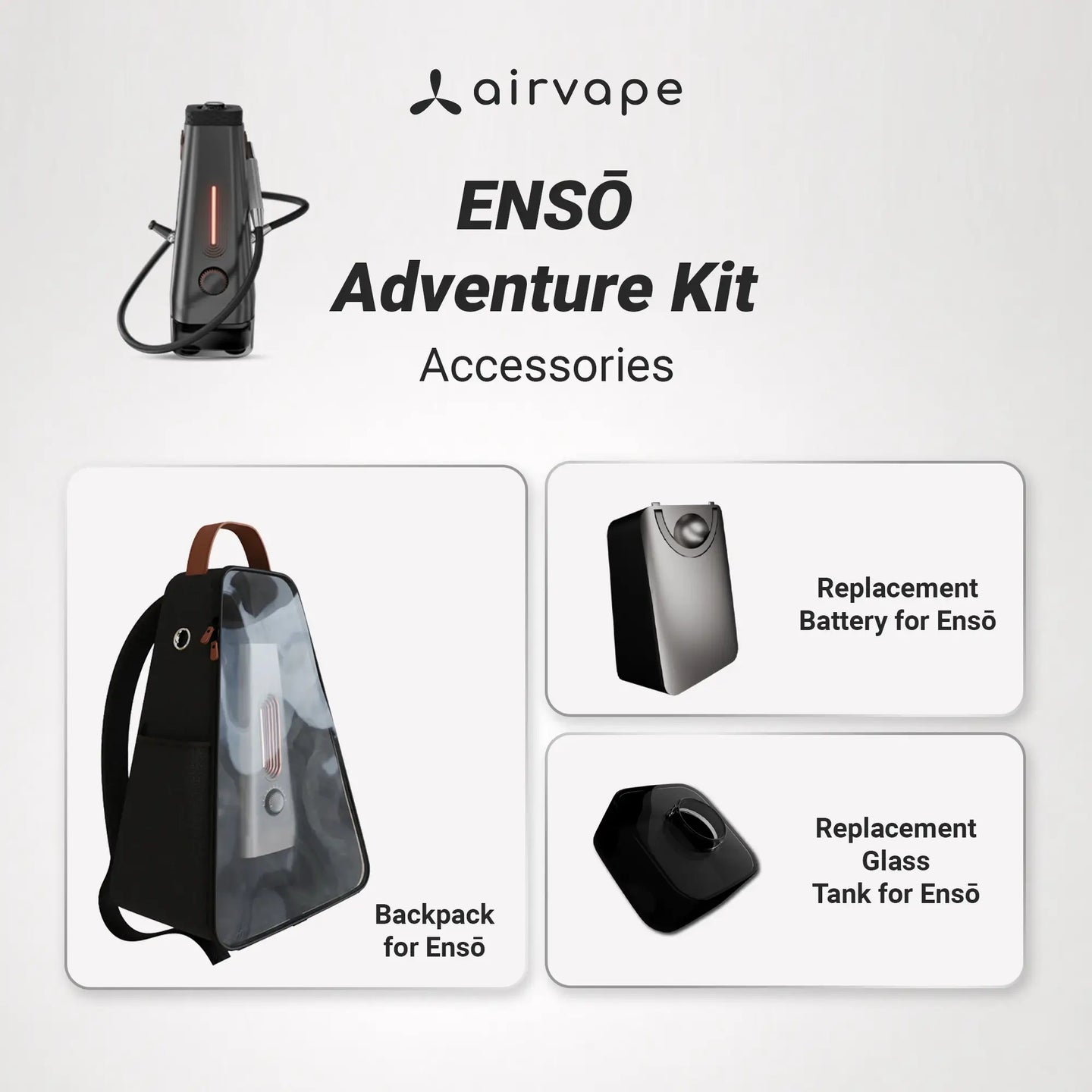 ENSŌ Adventure Kit | Complete Travel Bundle with Backpack, Replacement Battery & Glass Tank