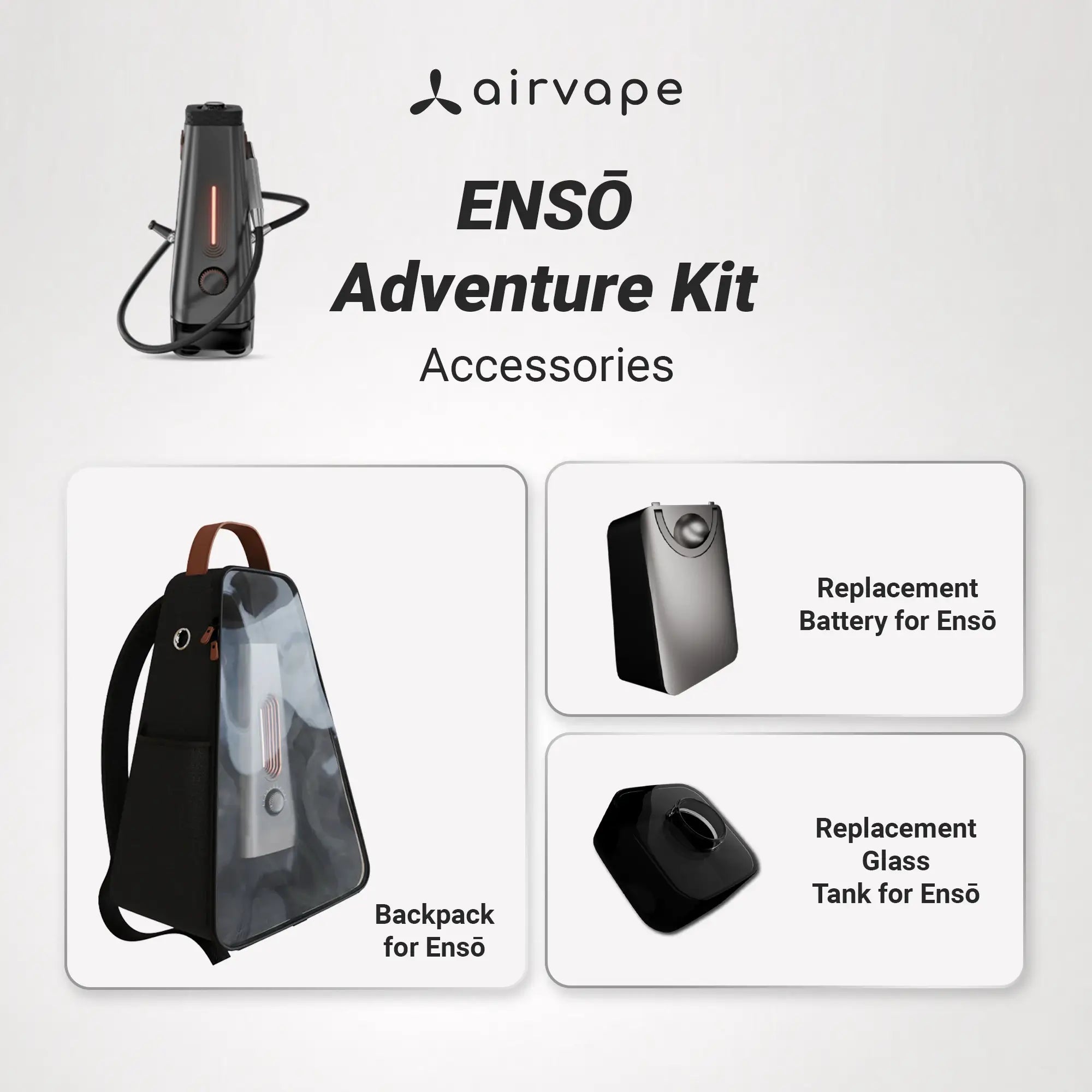 ENSŌ Adventure Kit | Complete Travel Bundle with Backpack, Replacement Battery & Glass Tank