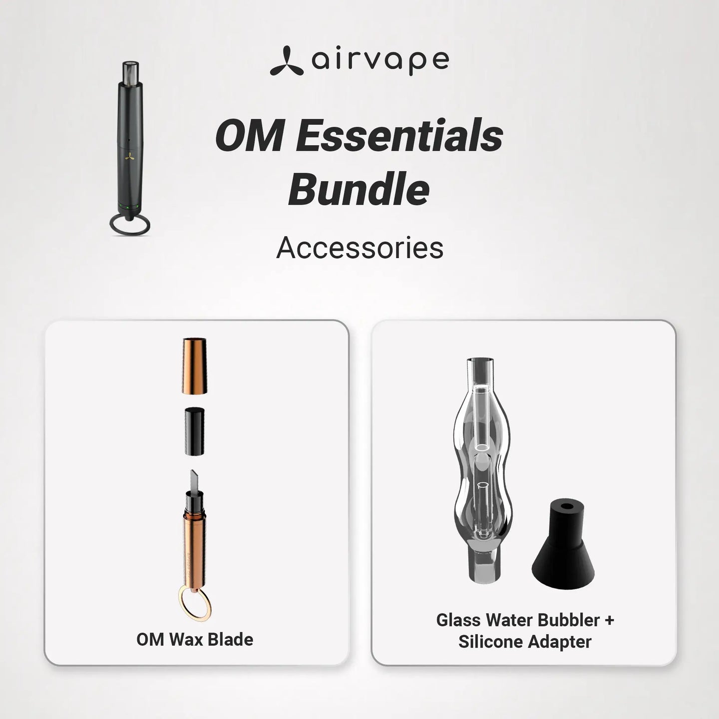 OM Essentials Bundle | Water Bubbler, Silicone Adapter and OM Wax Blade for Convenient Use