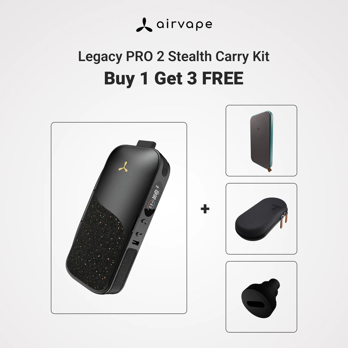 Legacy PRO 2 Stealth Carry Kit | Herb & Wax Vaporizer with Power Bank, Smell-Proof Case & Adapter