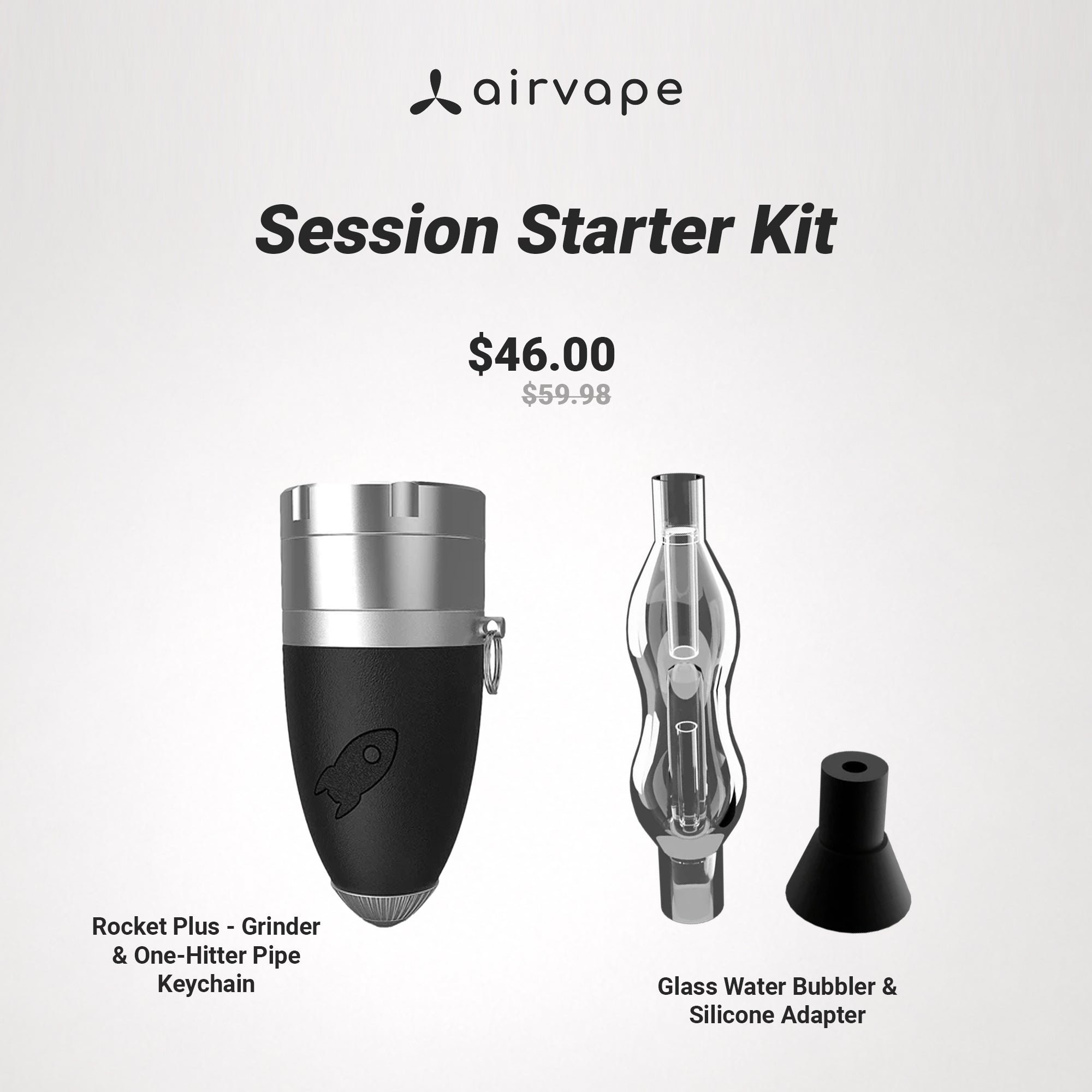 Session Starter Kit | Glass Bubbler, Silicone Adapter & Rocket Plus One-Hitter for Smooth Sessions