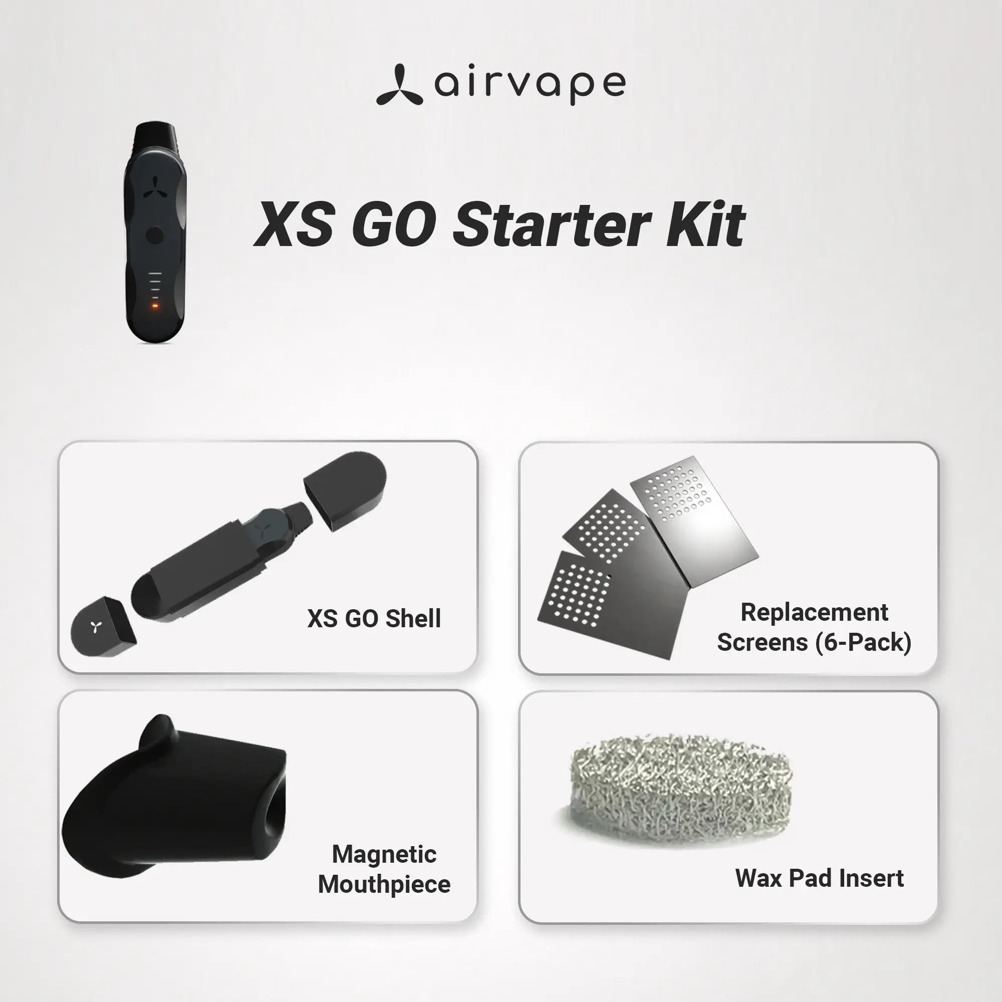 XS GO Starter Kit | Replacement Screens, Wax Pad, Shell and Magnetic Mouthpiece for XS GO