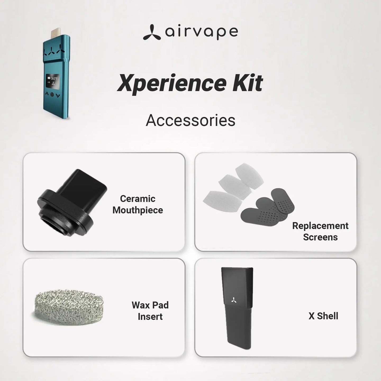 Xperience Kit | Replacement Screens, X Shell, Ceramic Mouthpiece & Wax Pad for AirVape X